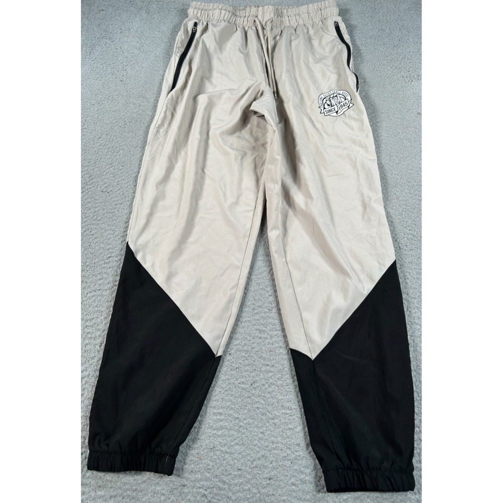 NBA Jogger Pants Mens Medium Beige Color Block Basketball Athletic Sports‎